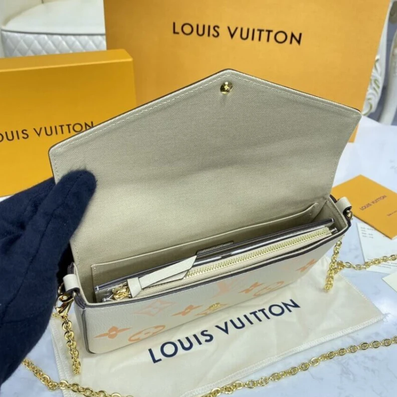 Lv belts replica Inside fl Louis Vuitton Félicie Pochette Cream   Saffron