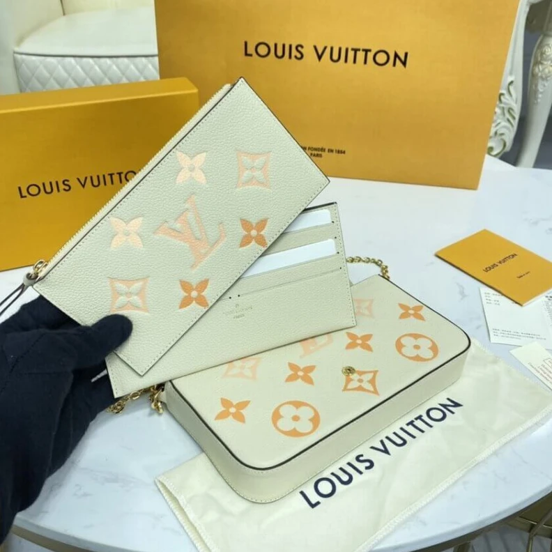 Lv belts replica Inside fl Louis Vuitton Félicie Pochette Cream   Saffron