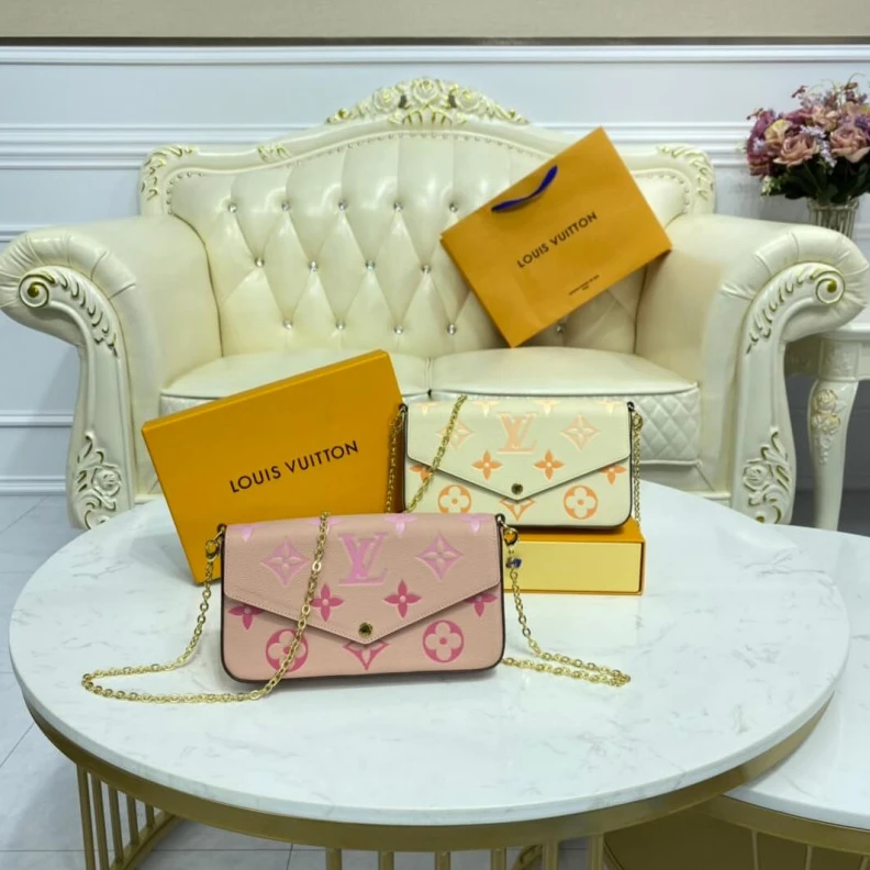 Lv belts replica Inside fl Louis Vuitton Félicie Pochette Cream   Saffron