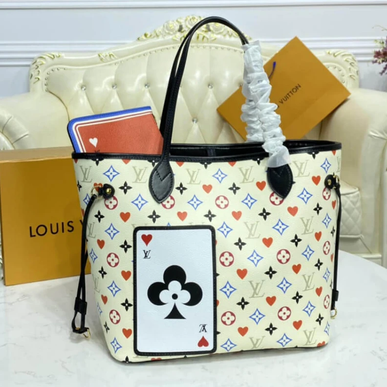 Replica bags lv Outside f Louis Vuitton Game On Neverfull MM White