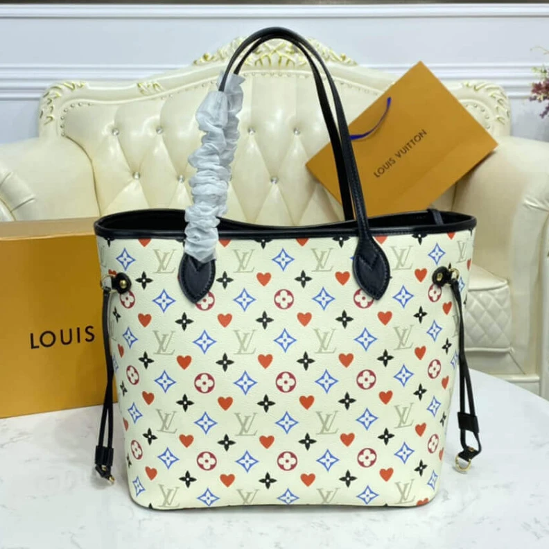 Replica bags lv Outside f Louis Vuitton Game On Neverfull MM White