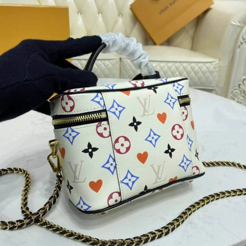 Replica bags lv Key bell Louis Vuitton Game On Vanity PM White