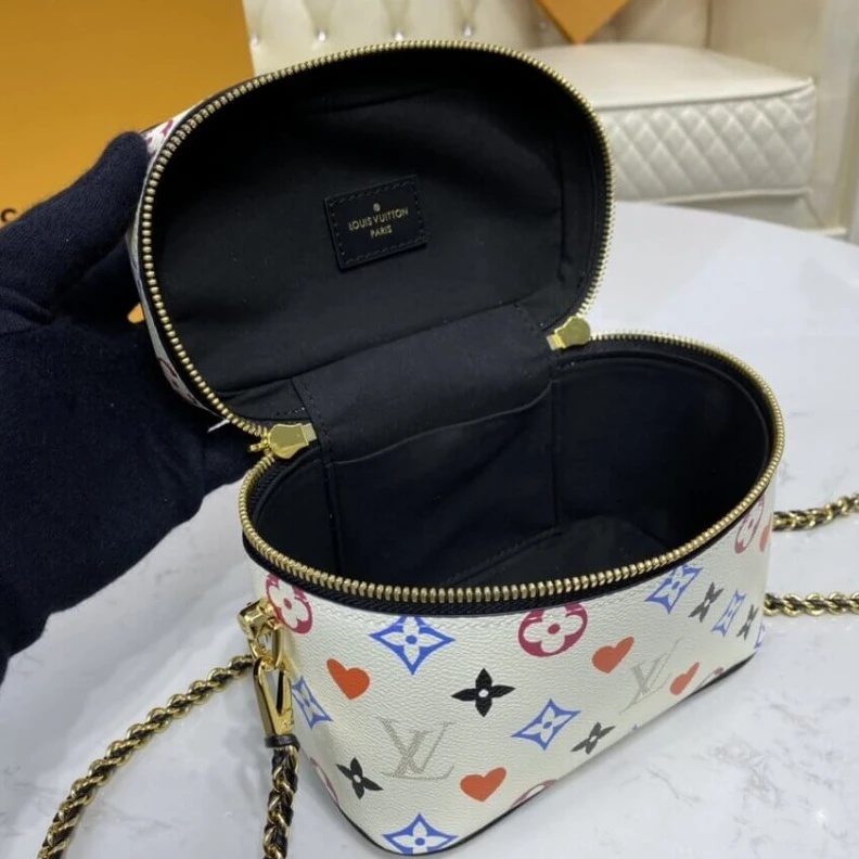 Replica bags lv Key bell Louis Vuitton Game On Vanity PM White
