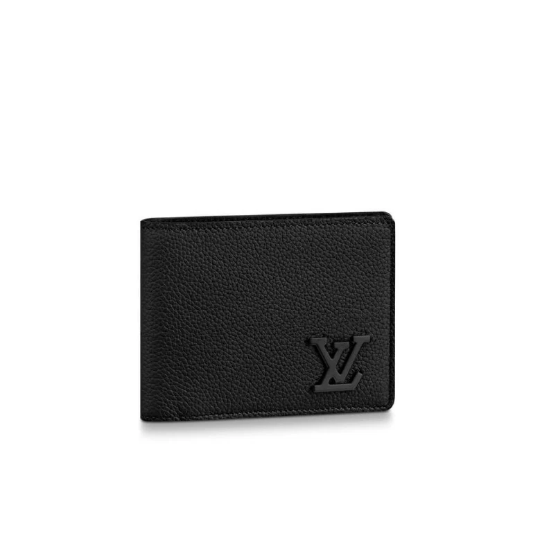 Black gra Louis Vuitton Grained Calf Leather Multiple Wallet
