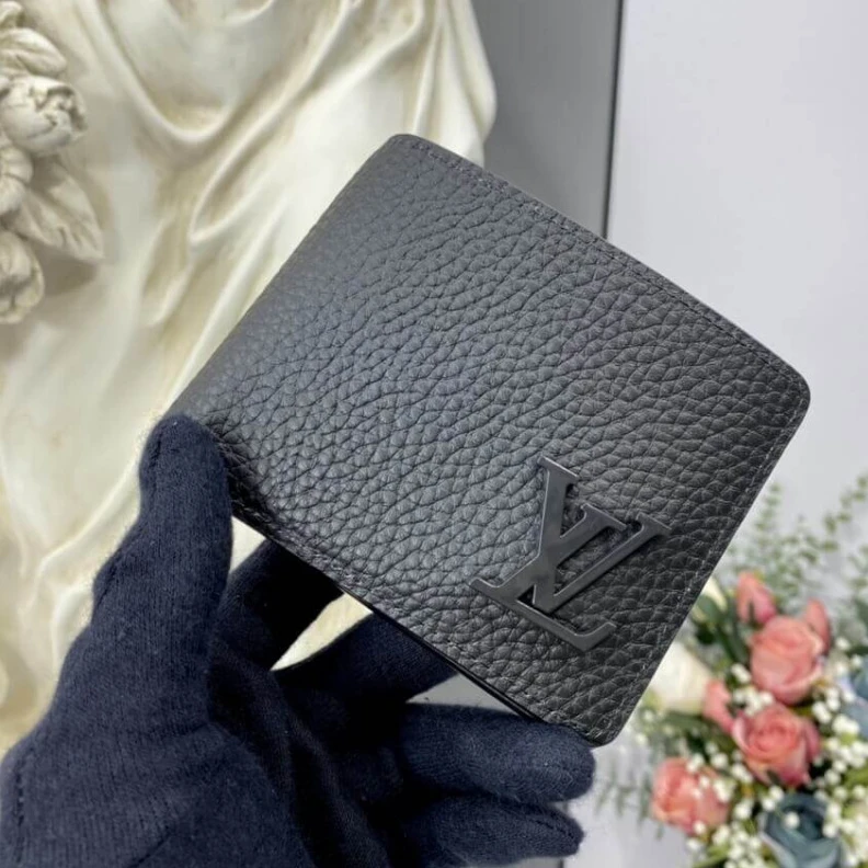 Replica bag Black gra Louis Vuitton Grained Calf Leather Multiple Wallet