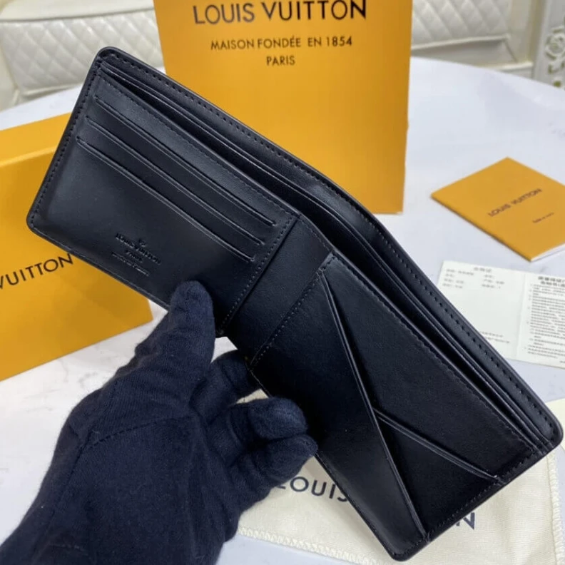 Replica bag Black gra Louis Vuitton Grained Calf Leather Multiple Wallet