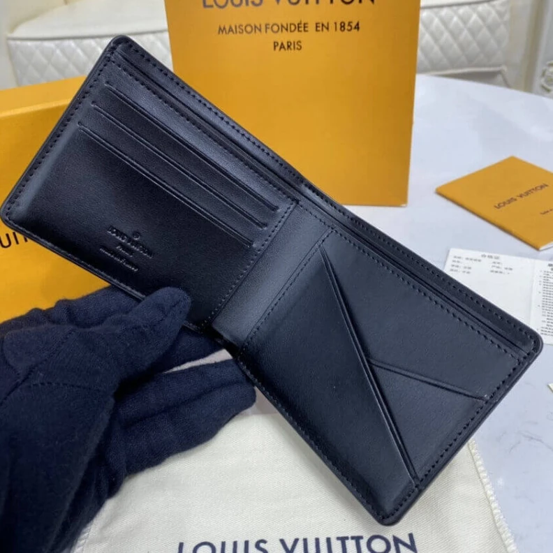Replica bag Black gra Louis Vuitton Grained Calf Leather Multiple Wallet