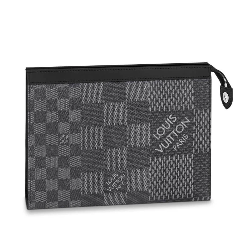 Zip closu Louis Vuitton Gray Damier Graphite 3D Canvas Pochette Voyage