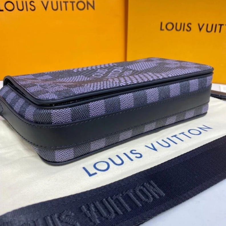 Top lv Front fla Louis Vuitton Gray Damier Graphite 3D Canvas Studio Messenger