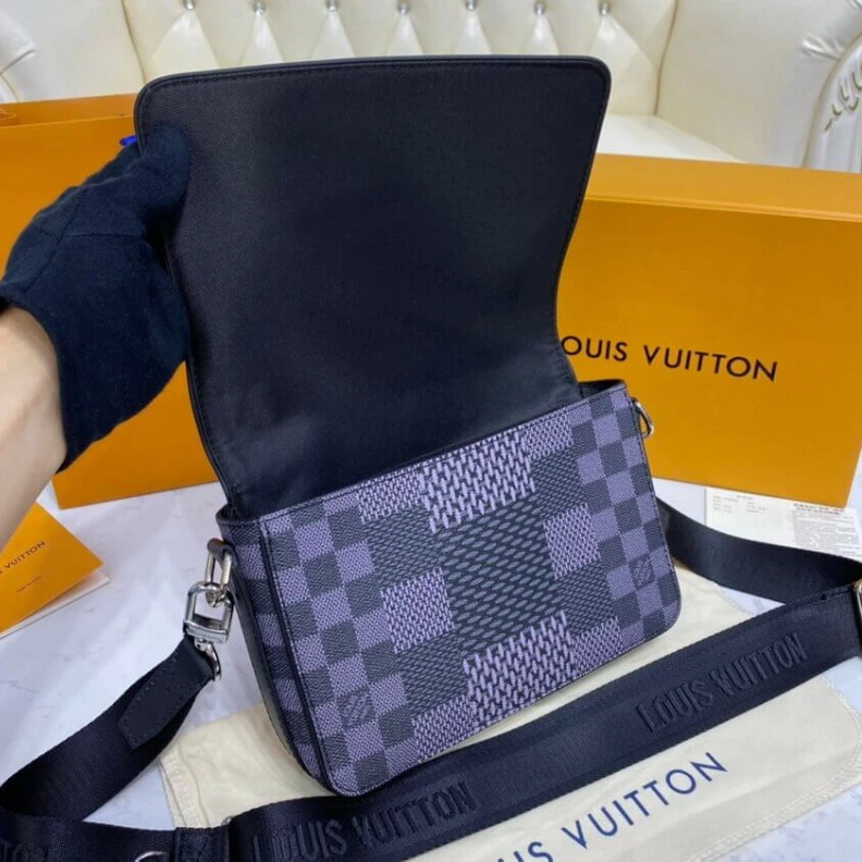 Top lv Front fla Louis Vuitton Gray Damier Graphite 3D Canvas Studio Messenger