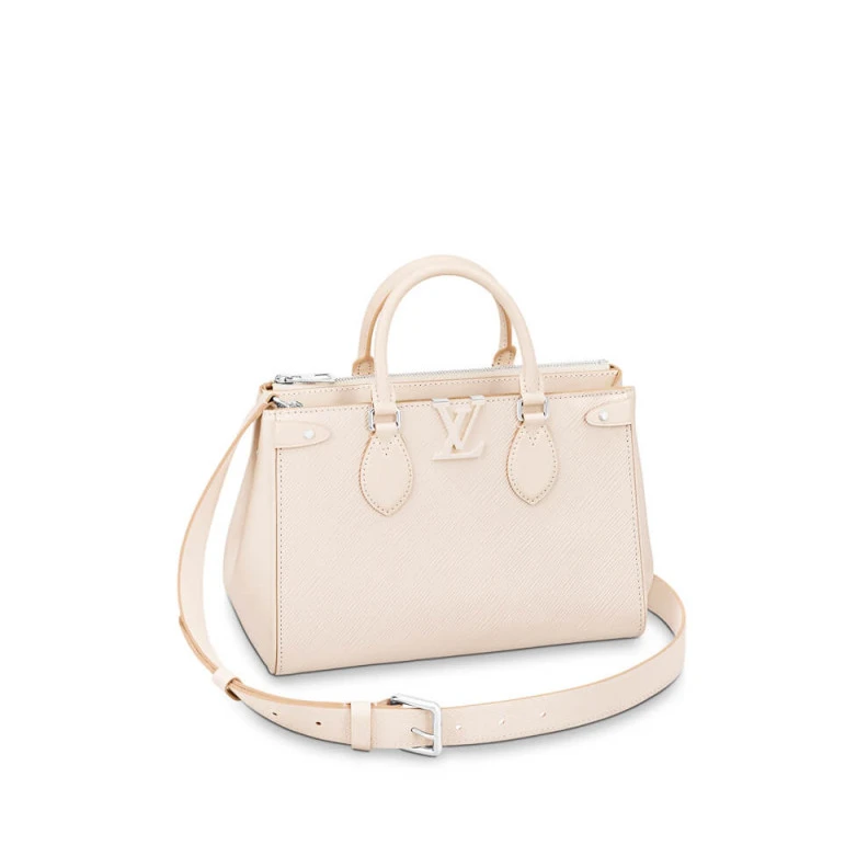 Inside fl Louis Vuitton Grenelle Tote PM Beige