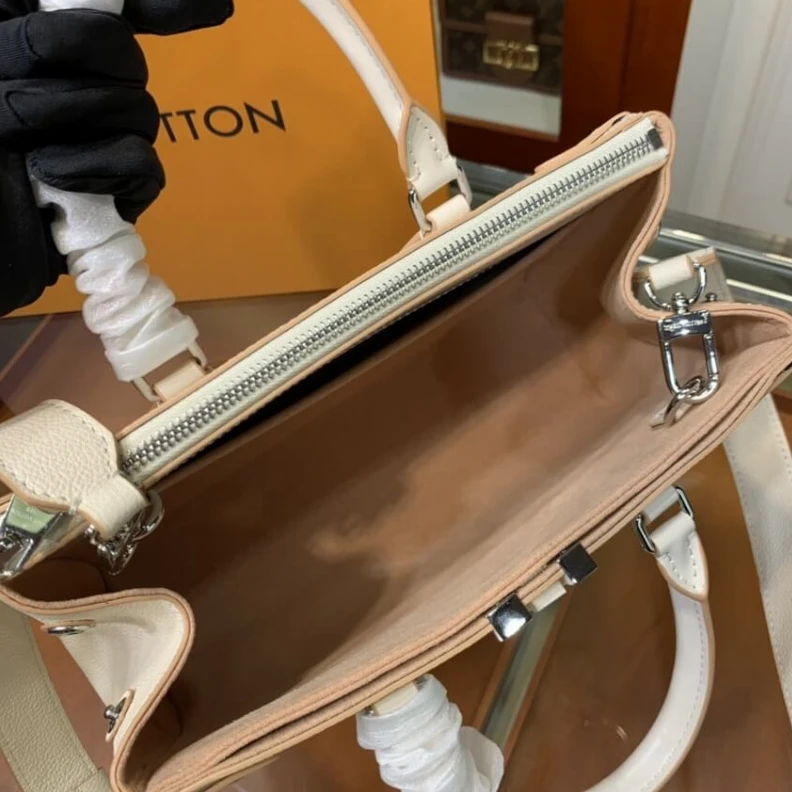 Lv belts replica Inside fl Louis Vuitton Grenelle Tote PM Beige
