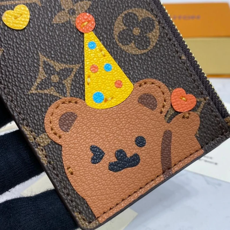 Replica bags lv Zipped co Louis Vuitton Happy Bear Coin & Card Holder Brown