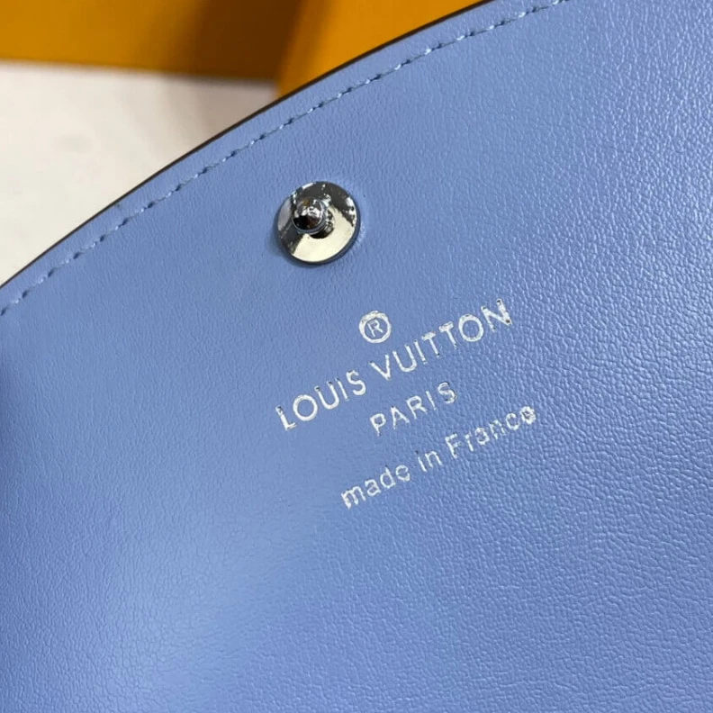 Replica bag 1 zipped Louis Vuitton Iris Compact Wallet in Blue Gradient Mahina Perforated Leather