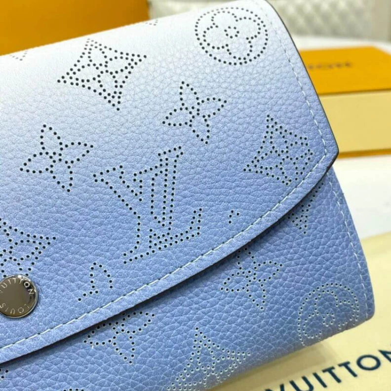 Louis vuitton locations 2 large c Louis Vuitton Iris Wallet in Blue Gradient Mahina Perforated Leather