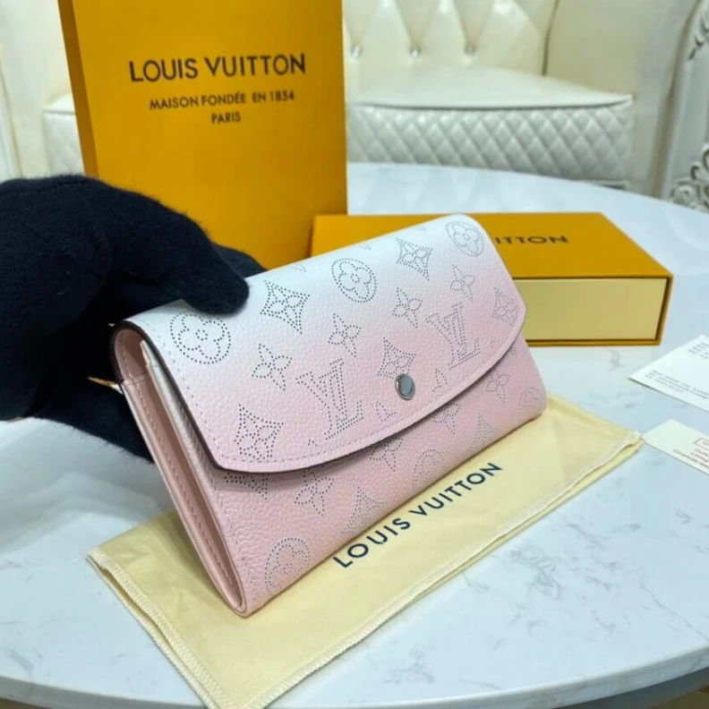Replica bags lv 12 card s Louis Vuitton Iris Wallet in Pink Gradient Mahina Perforated Leather