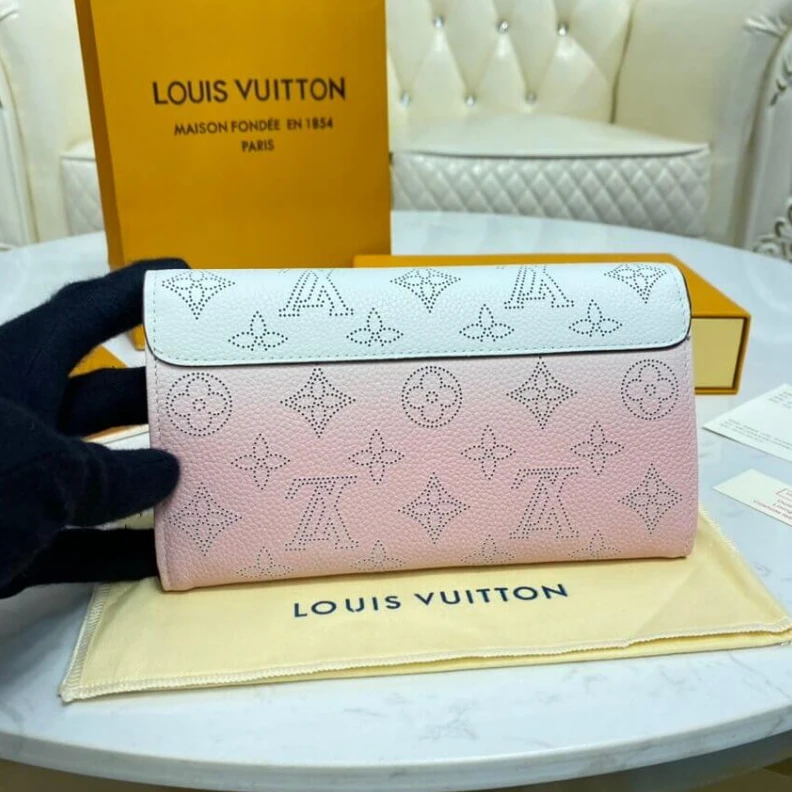 Replica bags lv 12 card s Louis Vuitton Iris Wallet in Pink Gradient Mahina Perforated Leather