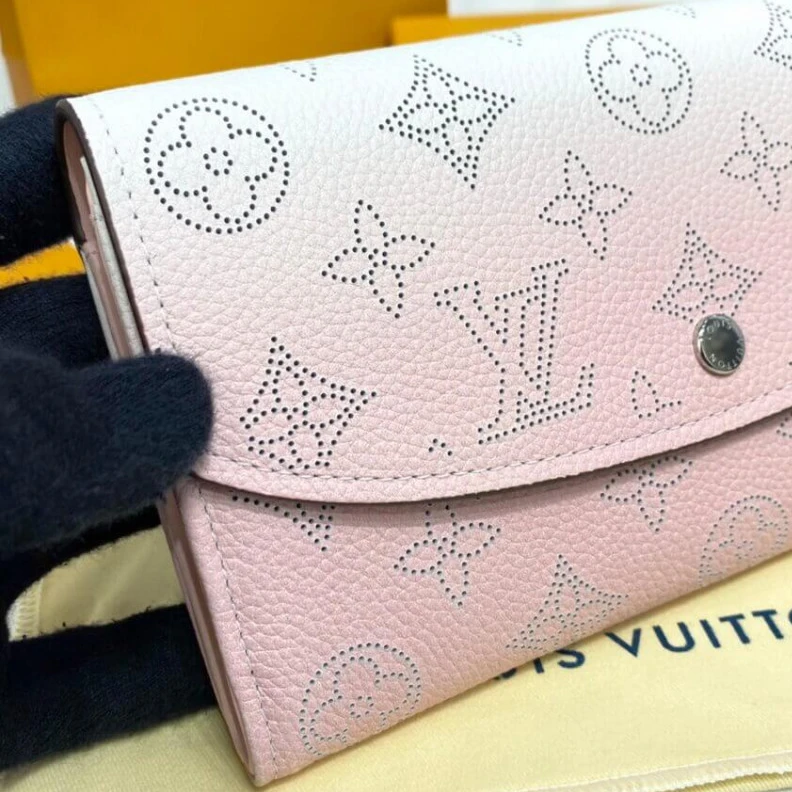 Replica bags lv 12 card s Louis Vuitton Iris Wallet in Pink Gradient Mahina Perforated Leather