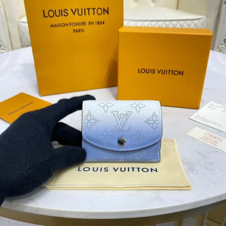 Zipped co Louis Vuitton Iris XS Wallet in Blue Gradient Mahina Perforated Leather