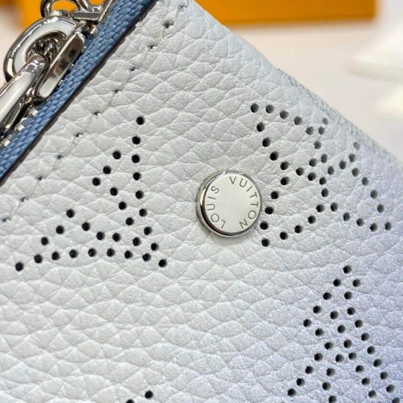 Louis vuitton locations Microfibe Louis Vuitton Key Pouch in Blue Gradient Mahina Perforated Leather