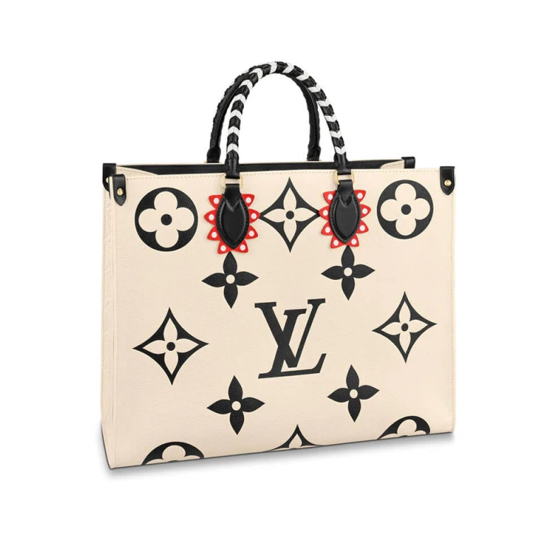 Embossed Louis Vuitton LV Crafty OnTheGo GM Creme Black
