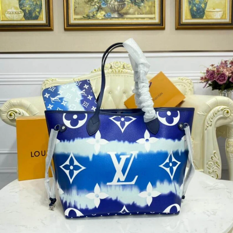 Replica bags Textile l Louis Vuitton LV Escale Neverfull MM Blue