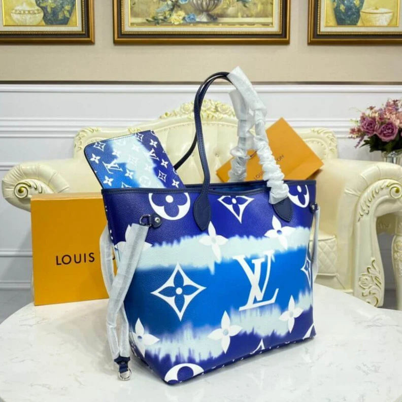 Replica bags Textile l Louis Vuitton LV Escale Neverfull MM Blue