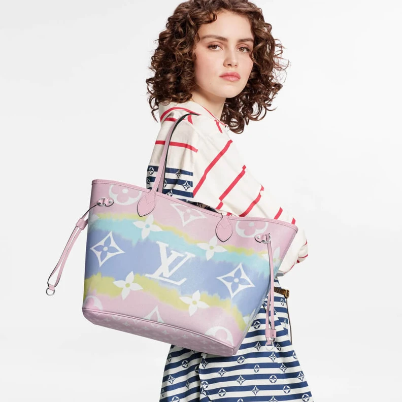 Replica bags Inspired b Louis Vuitton LV Escale Neverfull MM Pastel Pink