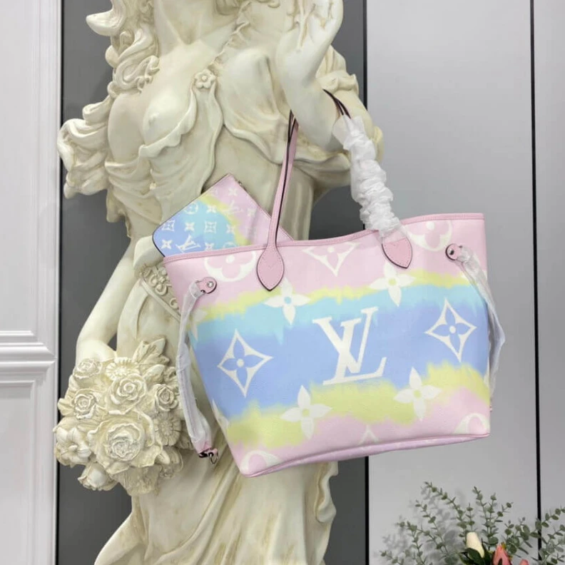 Replica bags Inspired b Louis Vuitton LV Escale Neverfull MM Pastel Pink