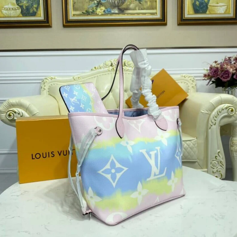 Replica bags Inspired b Louis Vuitton LV Escale Neverfull MM Pastel Pink