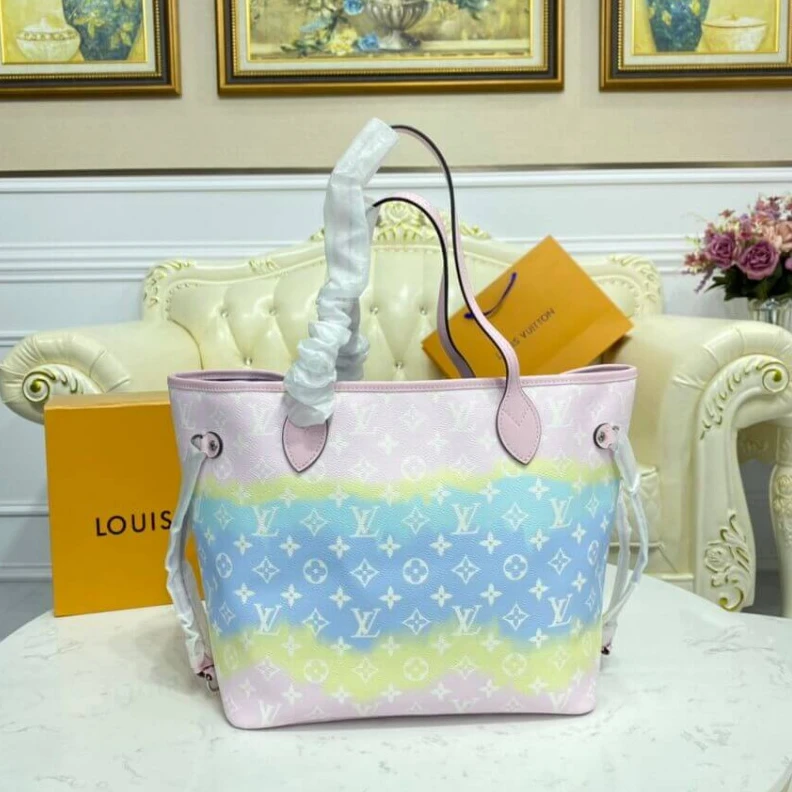 Replica bags Inspired b Louis Vuitton LV Escale Neverfull MM Pastel Pink