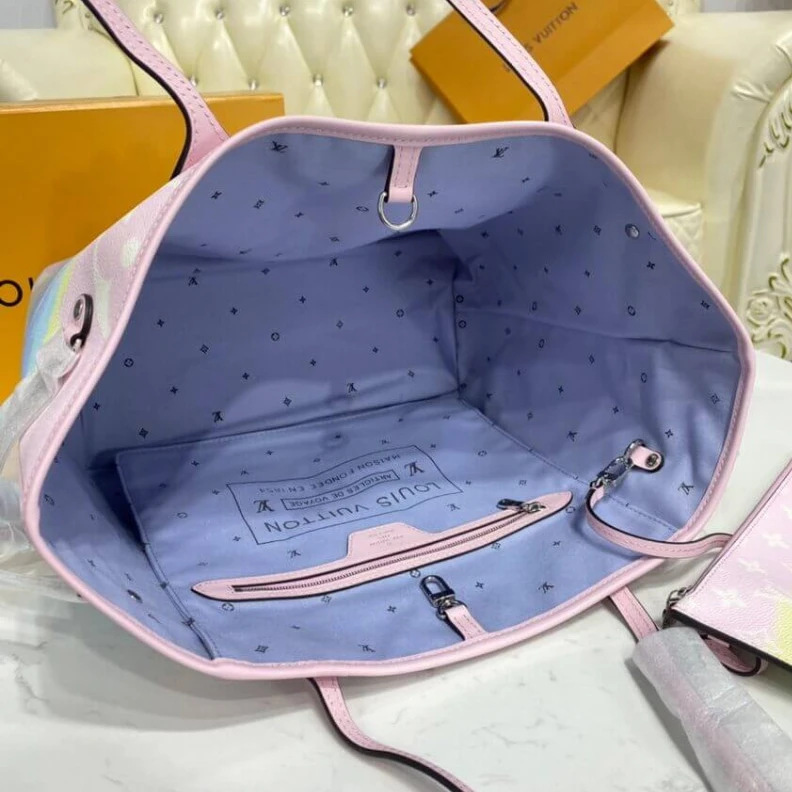 Replica bags Inspired b Louis Vuitton LV Escale Neverfull MM Pastel Pink
