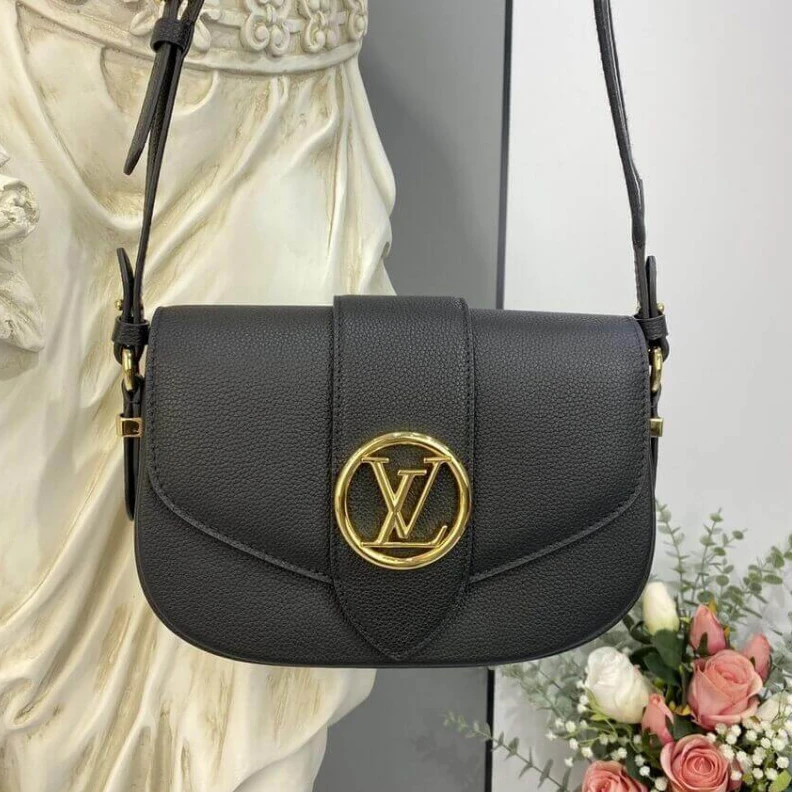Lv belts replica Grained c Louis Vuitton LV Pont 9 Soft MM Black