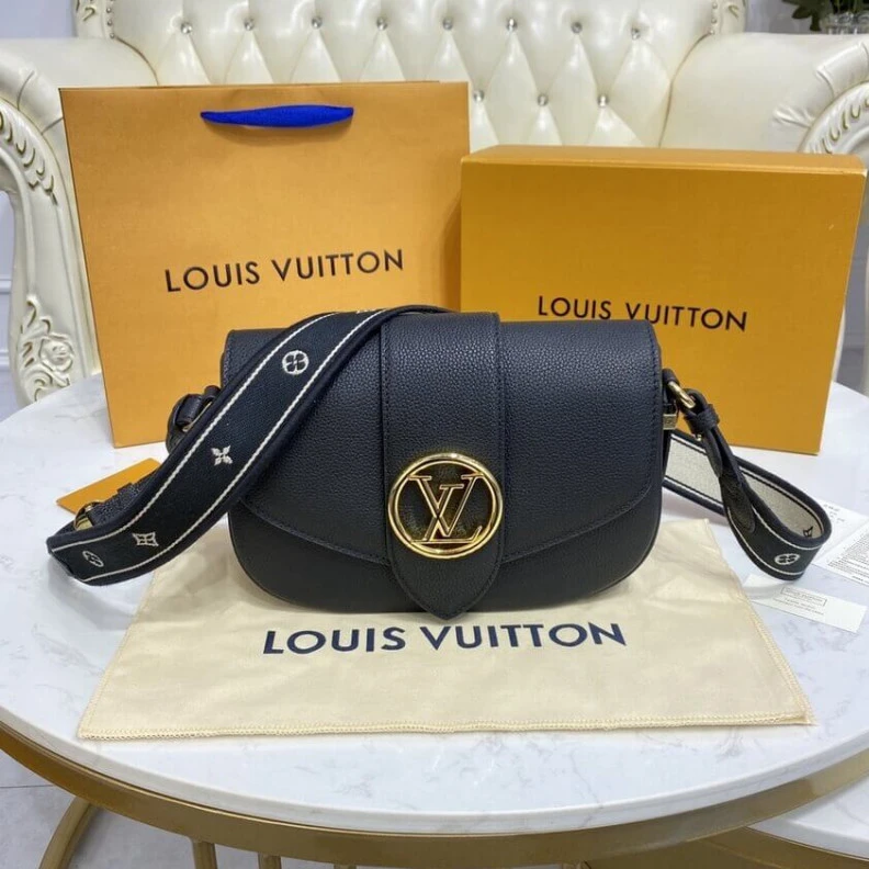 Lv belts replica Grained c Louis Vuitton LV Pont 9 Soft MM Black