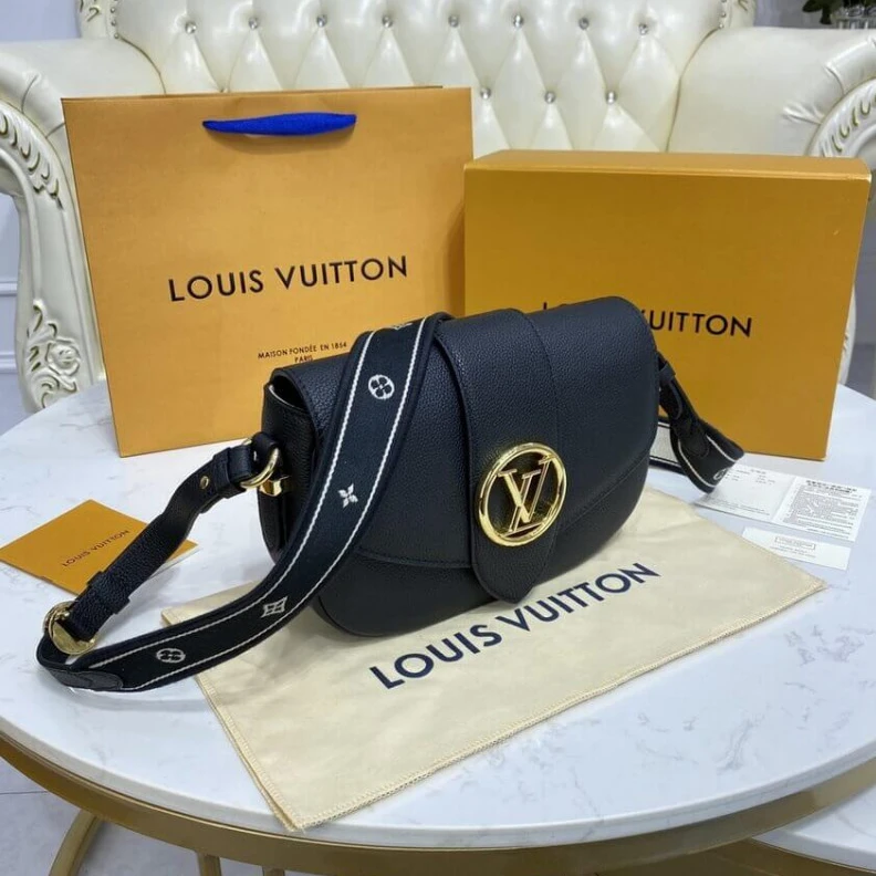 Lv belts replica Grained c Louis Vuitton LV Pont 9 Soft MM Black