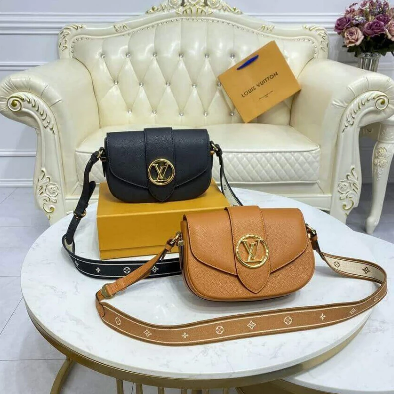Lv belts replica Grained c Louis Vuitton LV Pont 9 Soft MM Black