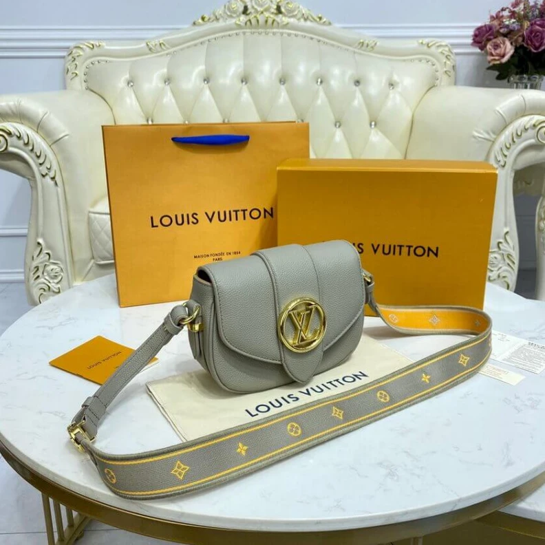 Replica bags lv Strap dro Louis Vuitton LV Pont 9 Soft PM Gris