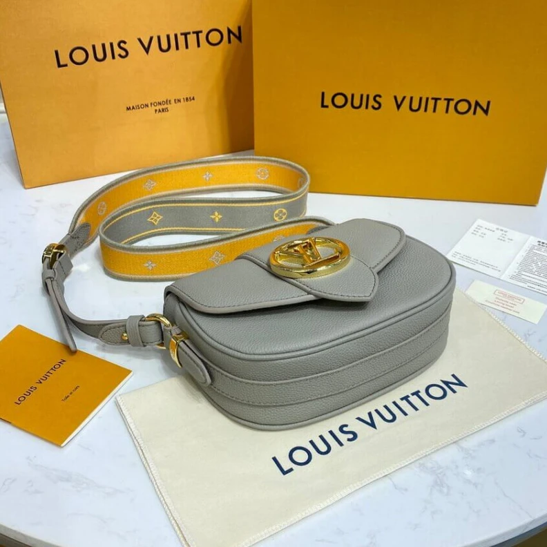 Replica bags lv Strap dro Louis Vuitton LV Pont 9 Soft PM Gris