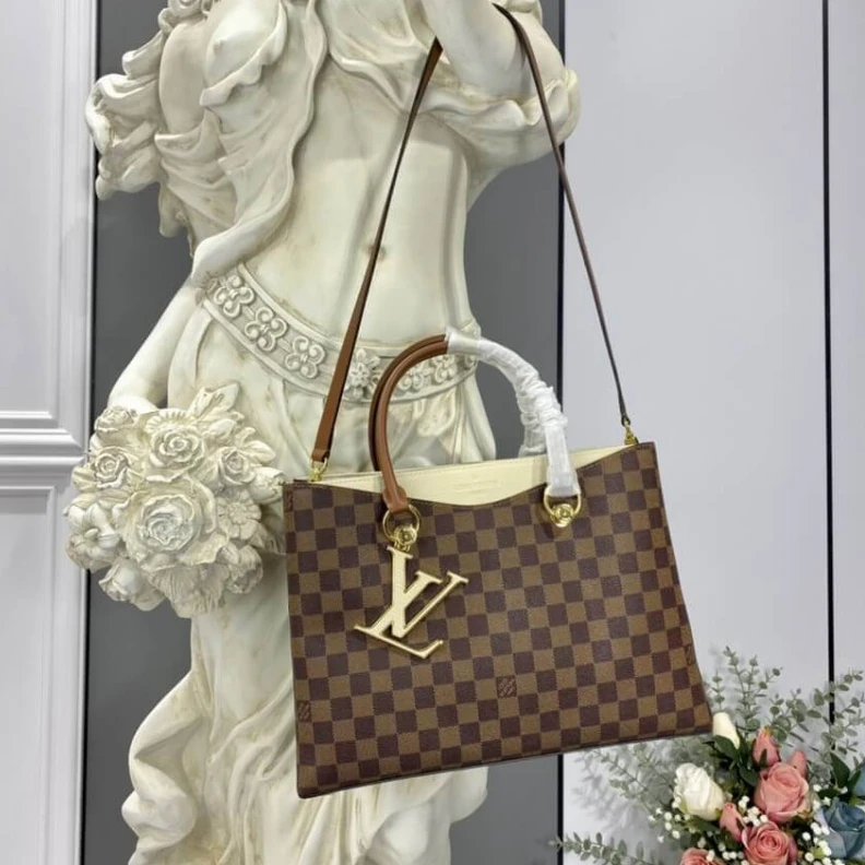 Replica bags Goldcolor Louis Vuitton LV Riverside Bag Damier Ebene Creme