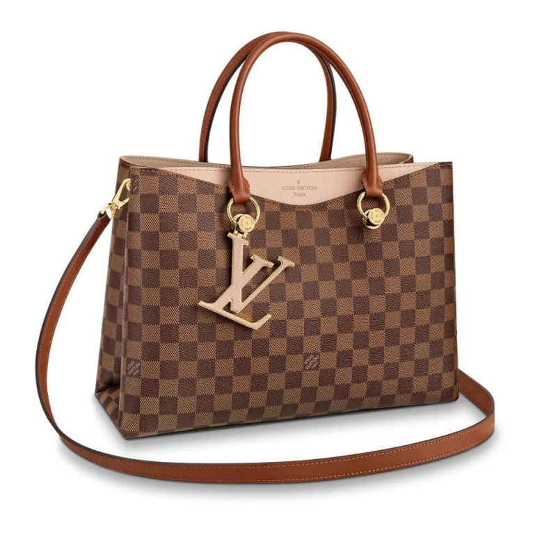 Goldcolor Louis Vuitton LV Riverside Bag Damier Ebene Creme