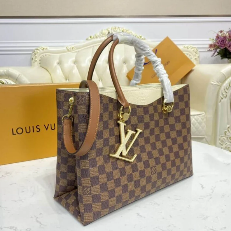 Replica bags Goldcolor Louis Vuitton LV Riverside Bag Damier Ebene Creme