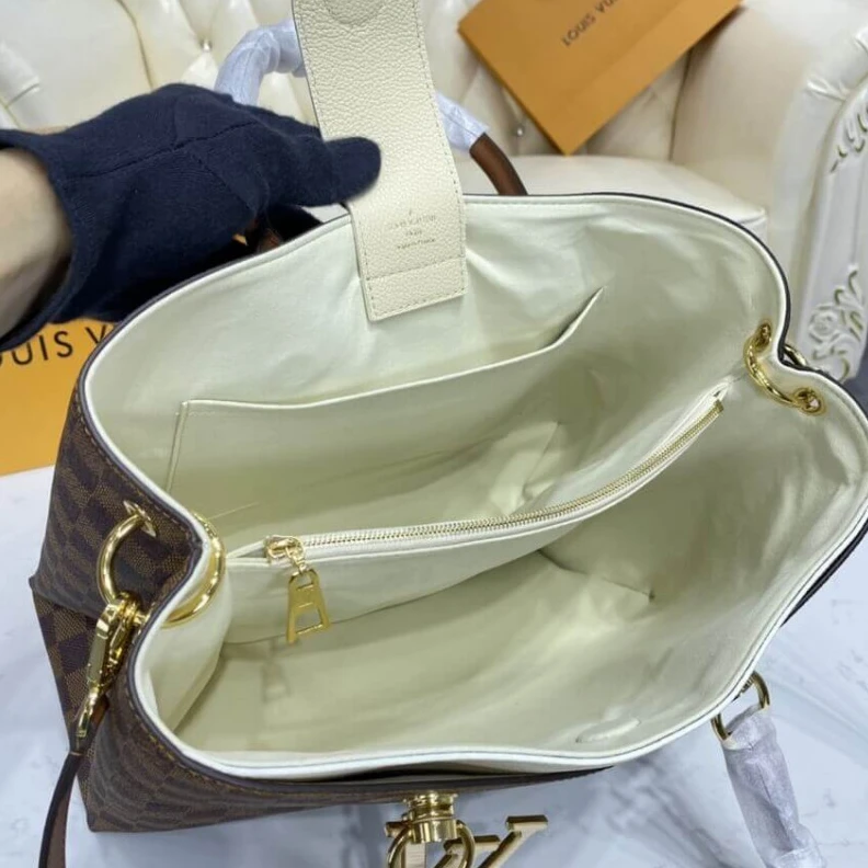 Replica bags Goldcolor Louis Vuitton LV Riverside Bag Damier Ebene Creme