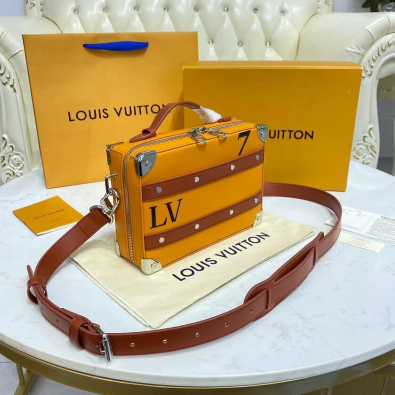Replica bags Strap Dro Louis Vuitton LVxNBA Orange Leather Handle Trunk
