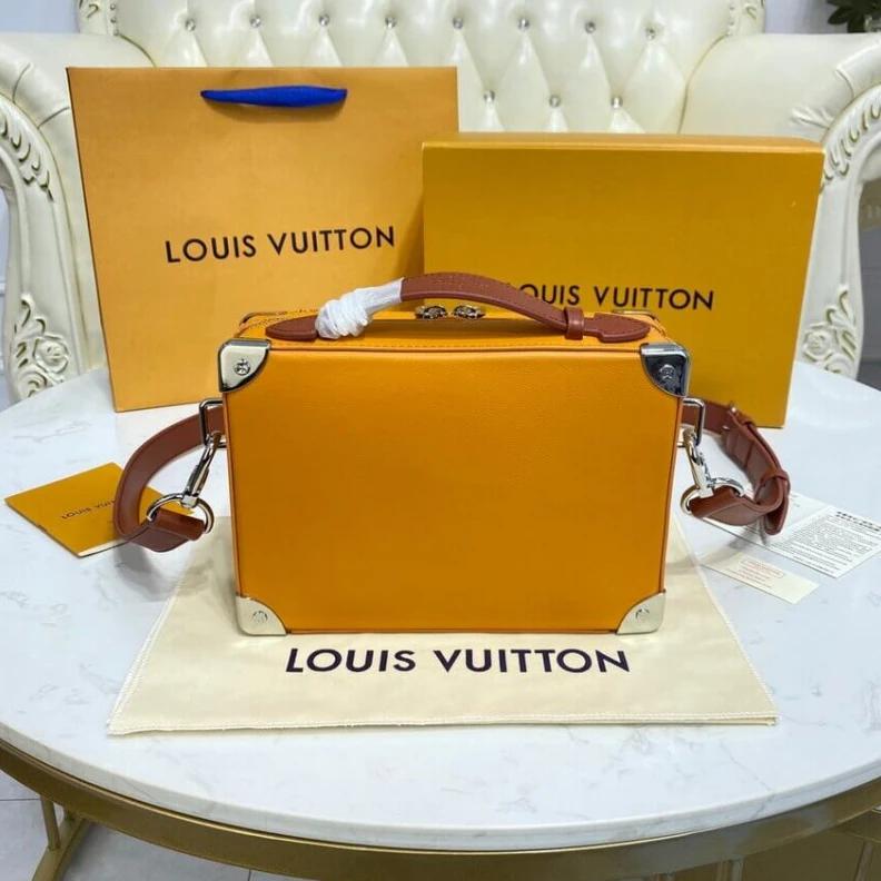 Replica bags Strap Dro Louis Vuitton LVxNBA Orange Leather Handle Trunk