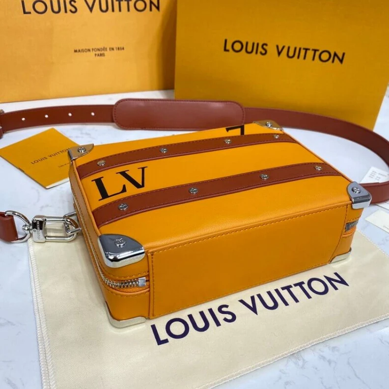 Replica bags Strap Dro Louis Vuitton LVxNBA Orange Leather Handle Trunk