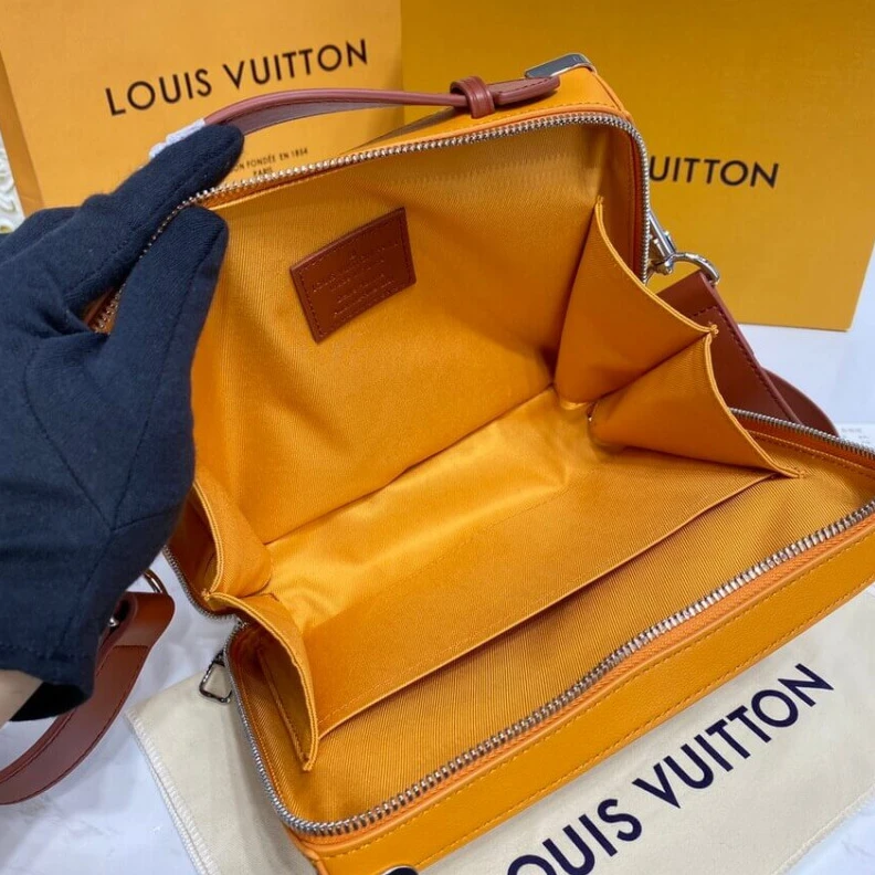 Replica bags Strap Dro Louis Vuitton LVxNBA Orange Leather Handle Trunk