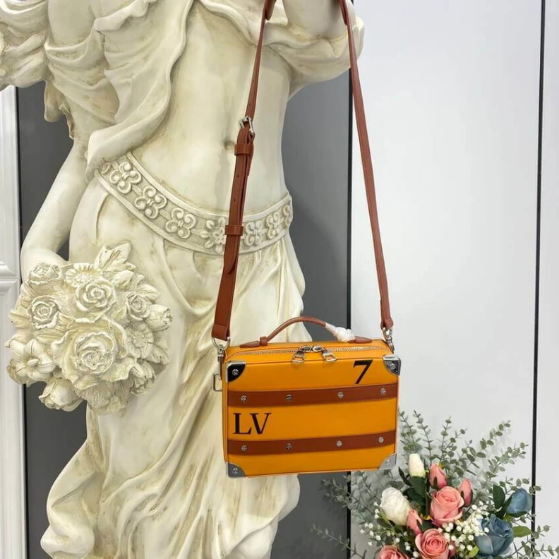 Replica bags Strap Dro Louis Vuitton LVxNBA Orange Leather Handle Trunk