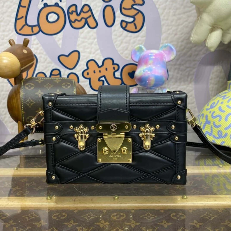 Replica bags lv Black Bei Louis Vuitton Lambskin Petite Malle