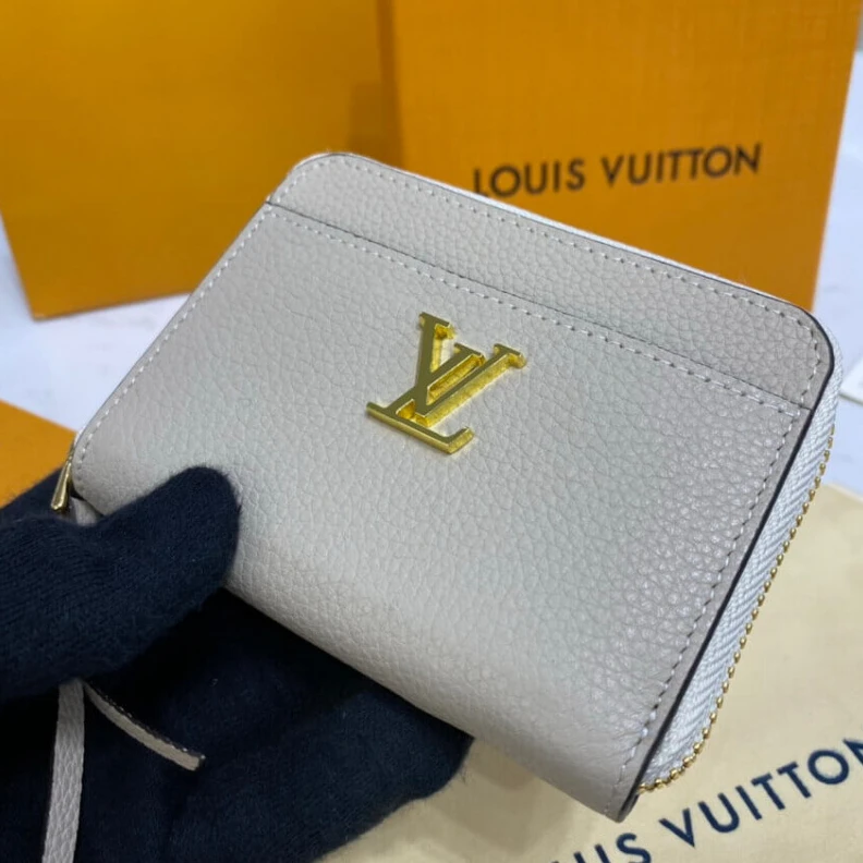 Replica bags lv Outside f Louis Vuitton Lockme Zippy Coin Purse Greige