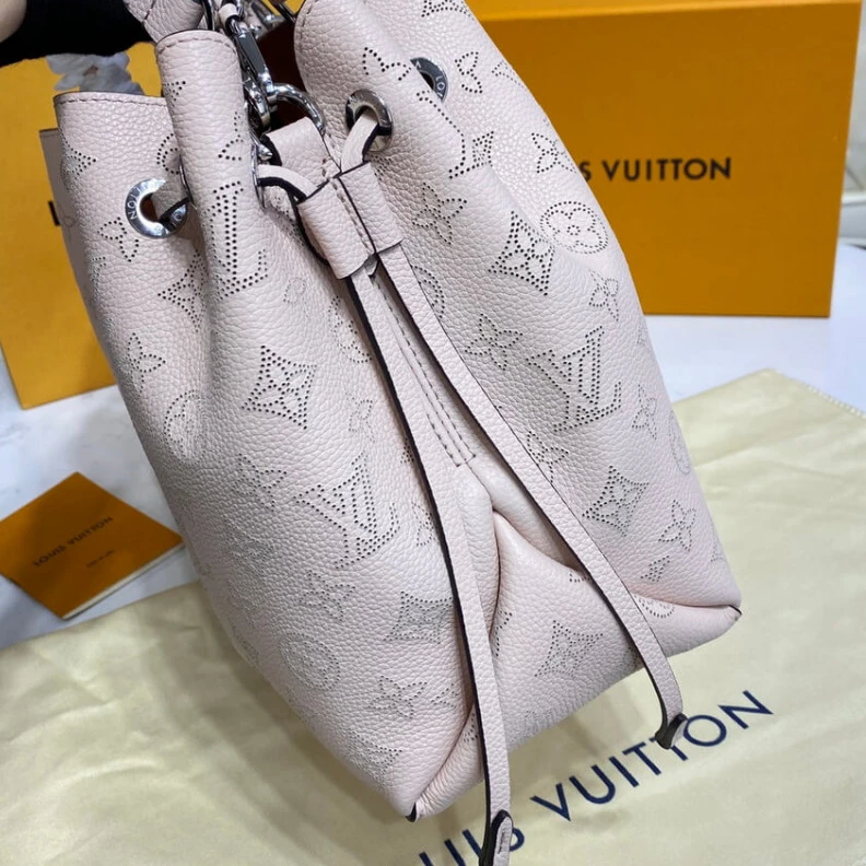 Replica bags lv Strap dro Louis Vuitton Mahina Calf Leather Bella Tote Cream
